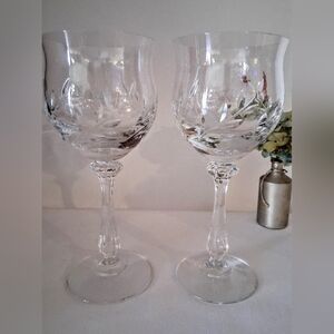 Pair Vintage Mikasa "Versailles" Blown Glass Water Goblets - Elegance!